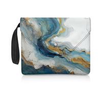 ZIATUBLES Housse de protection pour les amateurs de livres - Motif marbre doré et vert - Fermeture à bouton - 30 x 24 cm - Grande capacité