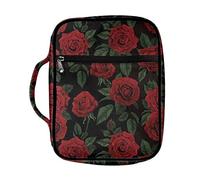 ZIATUBLES Housse de transport à fermeture éclair pour bible - Motif floral rouge - Pour homme et femme