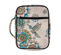 ZIATUBLES Housses de bible pour femmes et hommes - Imprimé mandala bohème - Colibri - Pour garçons et filles - Étui de transport portable pour livres d'écritures - Sac à main pour étude chrétienne en