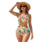 ZIATUBLES Maillot de bain gainant pour femme avec bonnets amovibles pour l'été, la plage, taille XS à 3XL, Pastèque Fraise Citron Plam Leaf, XXL