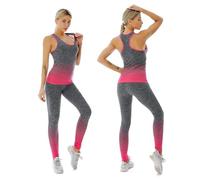 ZiaWorld Tenues d'entraînement pour femmes ensemble 2 pièces, ensemble de gym sans couture côtelé décontracté confortable débardeur taille haute leggings ensembles, survêtement de sport activewear