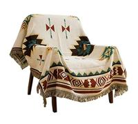 Zibaobeter Tapis D'aztec Navajo Couverture Tapis De Motif Géométrique Tribal Tribal Bohemian avec des Glands Adaptés Au Canapé/Lit/en Plein Air(Size:90x90cm / 35.4x35.4in), Multicolore