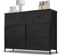 Zibbizo Commode pour chambre à coucher, 7 tiroirs de rangement, grand meuble de rangement en tissu anti-basculement, meuble TV pour TV jusqu'à 114,3 cm avec cadre en métal pour vêtements, salon