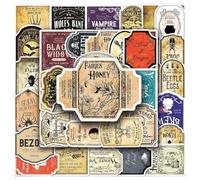 Zibeem 50 Feuilles - Autocollants De Potion Vintage - Imperméables - PVC - Halloween - Animaux - Effrayants - Magiques - Esthétiques - Décoratifs - Pour Bagages - Skateboard