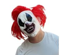 Zibeem Couvre-Tête Clown Effrayant - Costumes d'Halloween Effrayants avec une Perruque Rouge,Accessoires de Déguisement pour Fêtes de Noël, Événements de Jeux, Représentations, Réunions Familiales,
