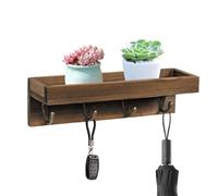 Zibeem Patères avec Étagère Murale - Porte-Manteau D'entrée pour Mur avec 5 Crochets en Métal, Organisateur D'entrée Double Couche pour Salle De Bain, Chambre, Cuisine, Salon, Vestiaire