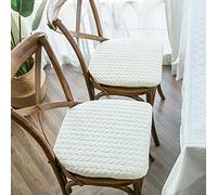 ZIBENE Galette De Chaise avec Scratch, Coussin De Chaise Table A Manger, Doux Confortable Velours Coussins De Chaise D'IntéRieur avec Attache Lot De 1, Dehoussable et Lavable Doux pour La Peau Blanc