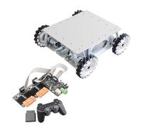 ZIBOXI Kit de châssis de Voiture Robot avec Roue Mecanum, Absorption des Chocs de 40KG, avec 4 Moteurs à Engrenages planétaires for Arduino STM32 Raspberry Pi (Size : with PS2 Control)