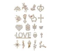 Zicdije Lot de 20 breloques en strass plaqué or - Accessoires pour colliers, bracelets, bijoux, loisirs créatifs, Acier allié, Strass