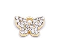 Zicdije Lot de 20 breloques en strass plaqué or - Accessoires pour colliers, bracelets, bijoux, loisirs créatifs, Acier allié, Strass