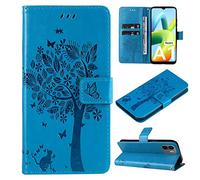 Zicgxin Coque pour Redmi A1, Coque Redmi A2, Etui Pochette PU Cuir Portefeuille Housse Clapet Folio Livre Pliable Couvercle Rabattable pour Xiaomi Redmi A1/Redmi A2 (Chat-Bleu)