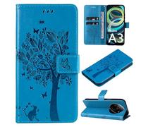 Zicgxin pour Coque Redmi A3, PU Cuir, Rabattable, Housse Etui pour Xiaomi Redmi A3 (Chat-Bleu)