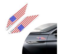 Ziciner Lot de 2 emblèmes 3D drapeau USA, autocollant pour aile avant, autocollants en alliage et décalcomanies de déclaration, décoration extérieure universelle adaptée à tous les véhicules (drapeau