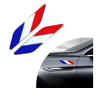Ziciner Lot de 2 emblèmes 3D tricolores en alliage pour garde-boue avant de voiture - Décoration extérieure universelle - Convient à tous les véhicules (rouge/blanc-bleu)