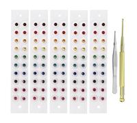 Zickdom Ear Seeds Graines d'Auriculothérapie | Autocollants de Pression pour Stress & Migraines | Tenue Confortable et Longue | Facile à Utiliser Colored Rhinestones - 100pc