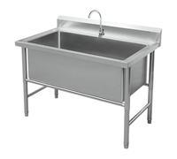 Zickdom Évier Inox 304 à Épaisseur Renforcée - Évier Exterieur de Jardin avec Bac Unique, Évier Garage Autoportant pour Cuisine, Buanderie, Atelier, Usage Commerci L31.5" x W23.6" - Basin Depth 11.8"