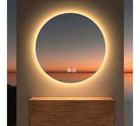 Zickdom Miroir Salle de Bain avec Éclairage LED - Miroir Anti-Buée en Verre Trempé pour Salle de Bain -Trois Lumières de Couleur - Idéal pour Un Espace Élégant et Fonctionnel 60×60cm/23.6×23.6in