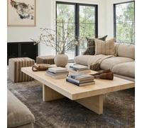 Zickdom Table Basse en Bois Massif 5cm d'épaisseur Rectangulaire - Table Basse Bois avec Pieds Renforcés,Table de Salon en Robustes pour Salon,Style Rustique Natural Wood Color 47.2''x 23.6''x17.7''