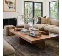 Zickdom Table Basse en Bois Massif 5cm d'épaisseur Rectangulaire - Table Basse Bois avec Pieds Renforcés,Table de Salon en Robustes pour Salon,Style Rustique Natur Pear Wood Color 39.4''x19.7''x17.7