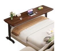 Zickdom Table de lit à roulettes - Plateau en Bois Massif,réglable en Hauteur (68-103 cm),Salon,hôpital - Bureau d’Ordinateur,Poste de Travail Debout,Plateau Repas,Table médicale