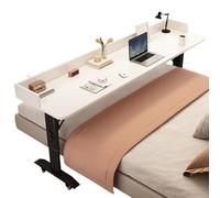 Zickdom Table de lit à roulettes - Plateau en Bois Massif,réglable en Hauteur (68-103 cm),Salon,hôpital - Bureau d’Ordinateur,Poste de Travail Debout,Plateau Repas,Table médicale