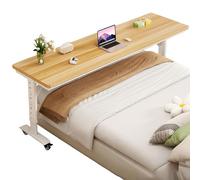 Zickdom Table de lit à roulettes - Plateau en Bois Massif,réglable en Hauteur (68-103 cm),Salon,hôpital - Bureau d’Ordinateur,Poste de Travail Debout,Plateau Repas,Table médicale