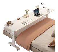 Zickdom Table de lit à roulettes - Plateau en Bois Massif,réglable en Hauteur (68-103 cm),Salon,hôpital - Bureau d’Ordinateur,Poste de Travail Debout,Plateau Repas,Table médicale
