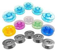 ZickZackNaehmaschine Assortiment de 15 bobines colorées en plastique transparent et métal pour Pfaff hobbymatic 800, 801, 802, 803, 806, 807, 808, 809
