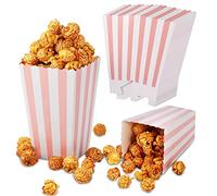 Zicopro 50 pcs Popcorn Boîtes, Petites Boite Bonbon en Papier, Pot Popcorn Rétro pour Les Fêtes, Anniversaires, Soirées Cinéma et Soirées Pyjama （Rose）