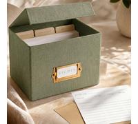 ZICOTO Belle boîte à recettes en lin - Convient aux cartes de recettes de 10,2 x 15,2 cm pour organiser jusqu'à 250 recettes - Porte-cartes robuste et excellent cadeau pour toute cuisine - Cartes non