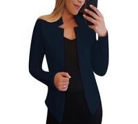 ZICUE À Revers À La Mode pour Femmes Blazer Léger À Manches Longues Ouvert sur Le Devant Court d'affaires Slim Fit Blazer Bleu Marine L