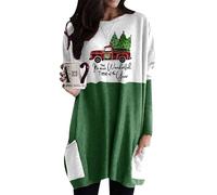 ZICUE Femmes Couleur Bloc Classique élégant Haut Hiver Arbre De Noël Camion Plus Taille Sweatshirt Imprimer Chemises Voiture Vert M