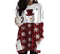 ZICUE Femmes Flocon De Neige Léger Couvre-ups Blouse Haut Vintage Classique T-Shirts Plus Taille Vêtements Extérieurs Rouge M