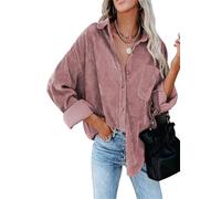 ZICUE Femmes Full Back Couverture Chemise avec Poches Plain Élégant Loose Fit Blouses Tops Rose XL