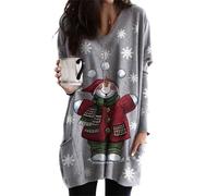 ZICUE Femmes Pullover Plus Taille Sweatshirt Noël Vacances Chemises Vintage Hiver Couleur Bloc Automne Haut Bonhomme De Neige L