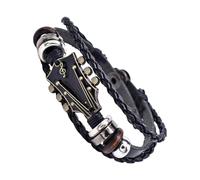 ZIDDAR Bracelet unisexe en similicuir tressé pour guitare punk rock réglable pour les amateurs de musique