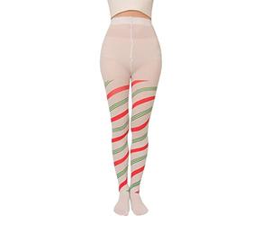ZIDDAR Collants de Noël à rayures en sucre d'orge pour les fêtes de fin d'année, cosplay, accessoire de costume rayé, Rouge et vert large p, Taille unique