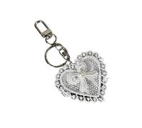 ZIDDAR Lunettes en dentelle avec nœud papillon à suspendre - Lunettes portables avec nœud en dentelle - Motif cœur - Accessoire de sac tendance - Décoration intérieure de voiture