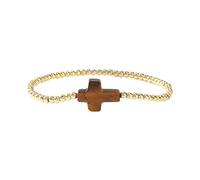 ZIDDAR Perle dorée tendance avec cordon élastique et croix pour les créateurs de tendance et les croyants