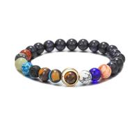 zidiau Bracelet en perles avec système solaire - Univers huit planètes - Accessoires de bijoux - Cadeau idéal pour lui, elle, homme et femme, 18.4cm, Pierre, Pierre naturelle.