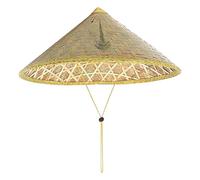 zidiau Chapeau de paille chinois traditionnel tissé à la main avec corde réglable Jaune clair Accessoire d'extérieur pour la pêche, le jardinage, le camping, la randonnée