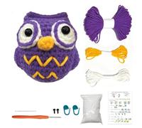 zidiau Kit complet de crochet pour débutants, kit de tricot au crochet en forme d'animal avec tutoriels vidéo étape par étape, ensemble de fil facile à faire soi-même pour unisexe, cadeau créatif