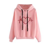 zidiau Sweats à capuche pour femme UK : automne/hiver - Pull uni à manches longues avec cordon de serrage, coupe ample et chaude, #31 Rose, XXL