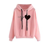 zidiau Sweats à capuche pour femme UK : automne/hiver - Pull uni à manches longues avec cordon de serrage, coupe ample et chaude, #03 Rose, M