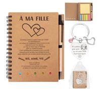Zidoley Cadeaux pour Ma Fille - à Ma Fille Journal Intime & Porte-Clés - Idee Cadeau Ado Fille Anniversaire 10 11 12 13 14 15 16 17 18 ans
