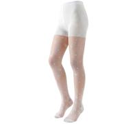 Zidoley Collants en dentelle pour filles, 20 deniers, semi-opaques, style ballet, en jacquard transparent à motif ajouré, en microfibre avec (FR/ES, Âge, 6 ans, 9 ans, Taille normale, White stars)