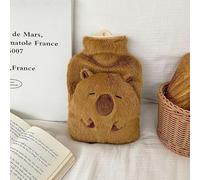 Zidoley Peluche Bouillotte eau Chaude, 1L Grande Bouillotte Moelleuse, Capybara Bouillotte Doudou Chaude Chauffe Main/Ventre/Cou, Meilleurs Cadeaux pour Noël et Hiver, Fille, Petite Amie, Enfant