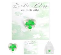 Zidoley trèfle Porte-Bonheur avec Carte et Sac en Organza, trèfle à Quatre Feuilles pour Femmes, Hommes, Couples, Amis, Ange Gardien, Cadeau d'occasions spéciales comme