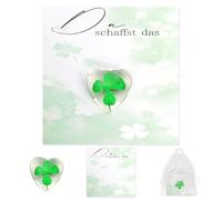 Zidoley Vous pouvez créer le cadeau trèfle porte-bonheur avec carte et sac en organza, trèfle à quatre feuilles pour femmes, hommes, couples, amis, ange gardien, cadeau d'occasions spéciales comme