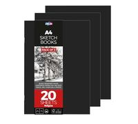 Zieler® Lot de 3 carnets de croquis à couverture souple A4 - 140 g/m² | 20 feuilles | Feuilles blanches douces pour une utilisation avec crayon, encre, fusain et pastel